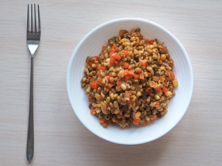 Risotto with Mung Beans, Rice, and Vegetables