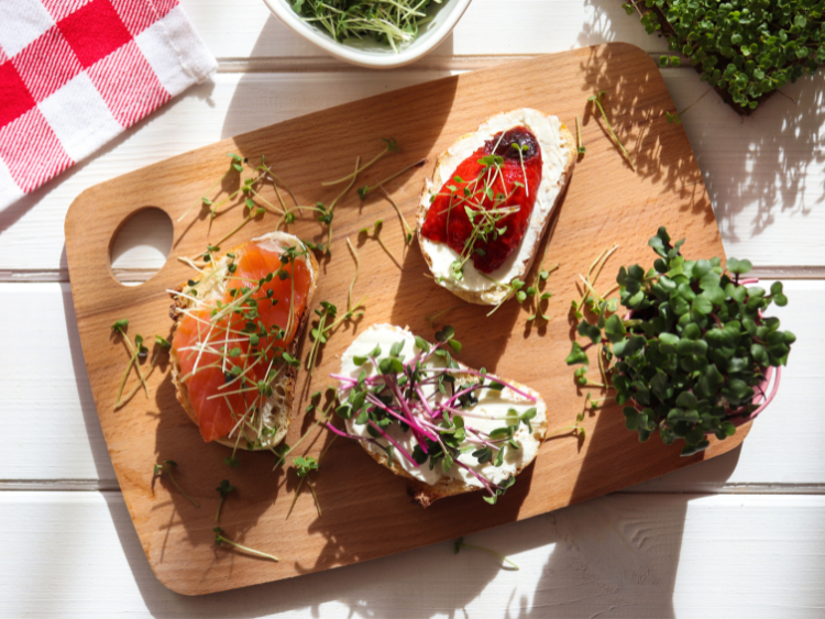 Salmon Sunrise Toasts with a Microgreen Kick