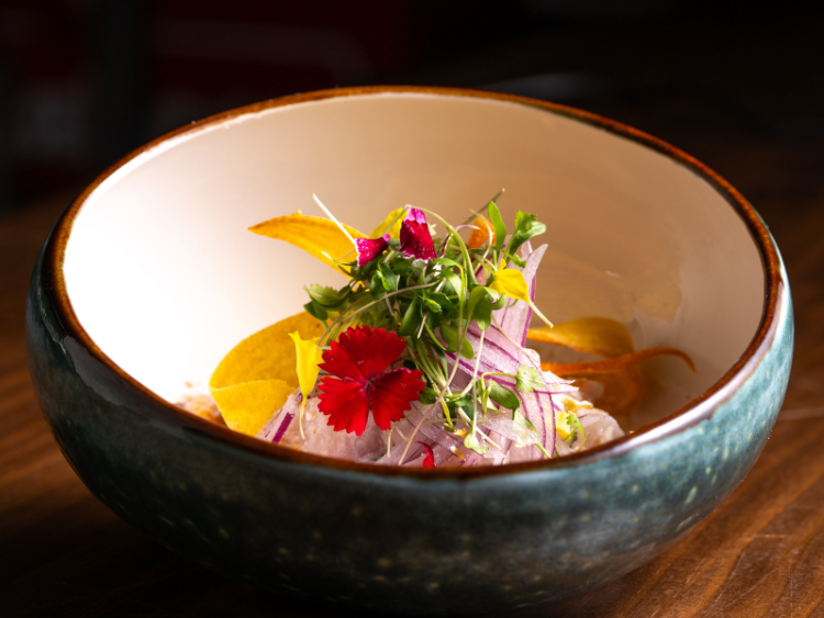 Vibrant Ceviche Bowl with Fresh Microgreens