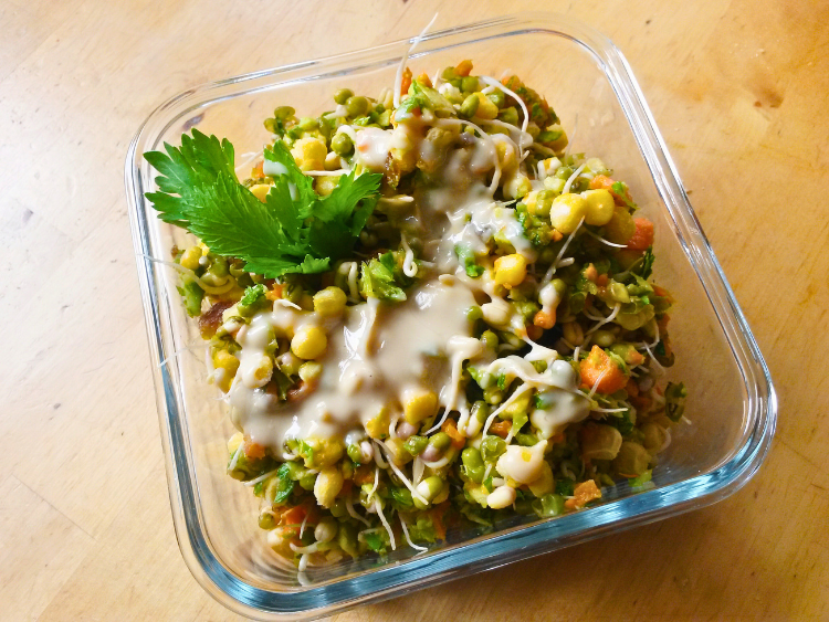 Sprouted Mung Bean & Chickpea Salad