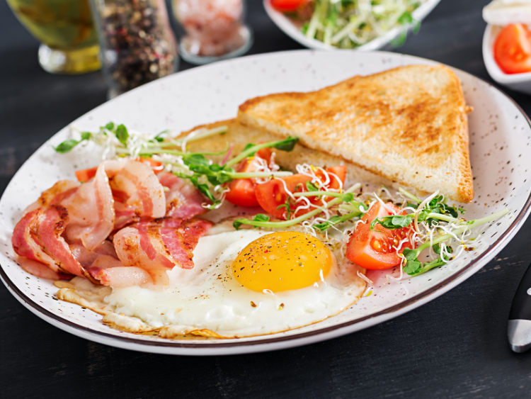 Sunny Protein Breakfast with Sprout Salad & Toast