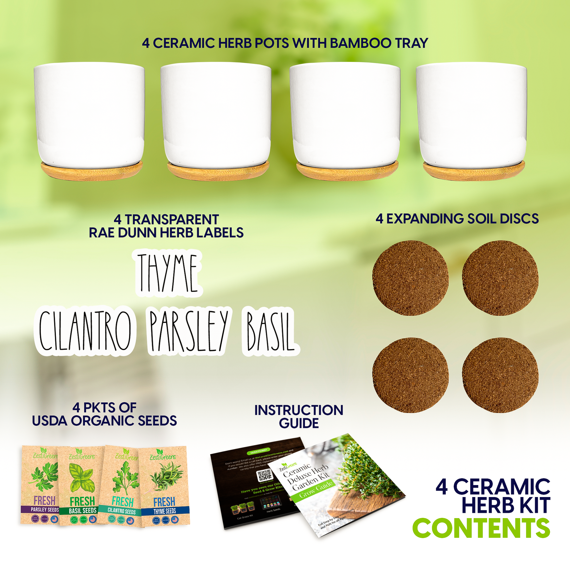 Indoor Ceramic Herb Garden Kit