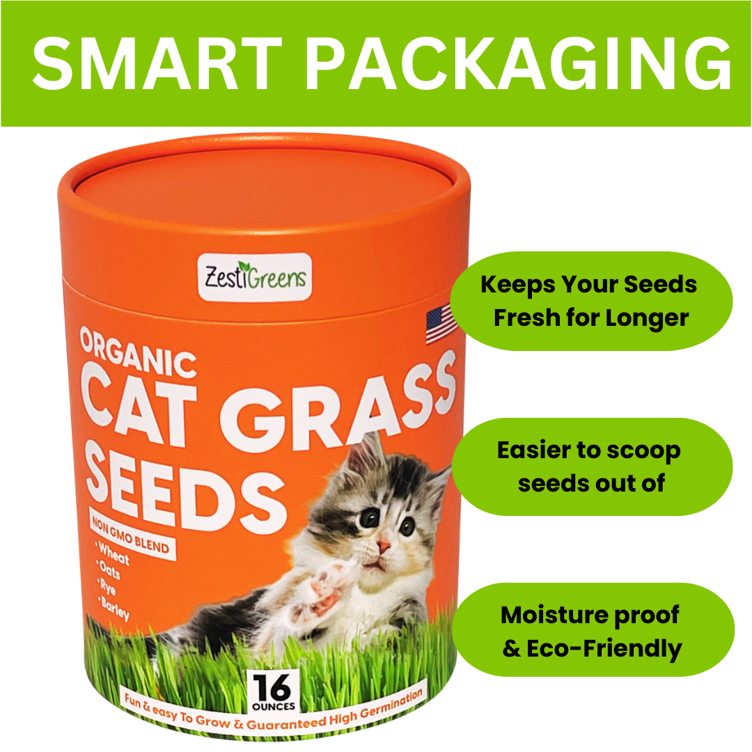 
                  
                    ZESTIGREENS Organic Cat Grass Seeds - 1 lb Non-GMO Blend of Wheat, Oats, Rye & Barley for Indoor Cats | Seeds Come in Food Grade Container with Lid for Easier Scooping & Keeping Fresher
                  
                