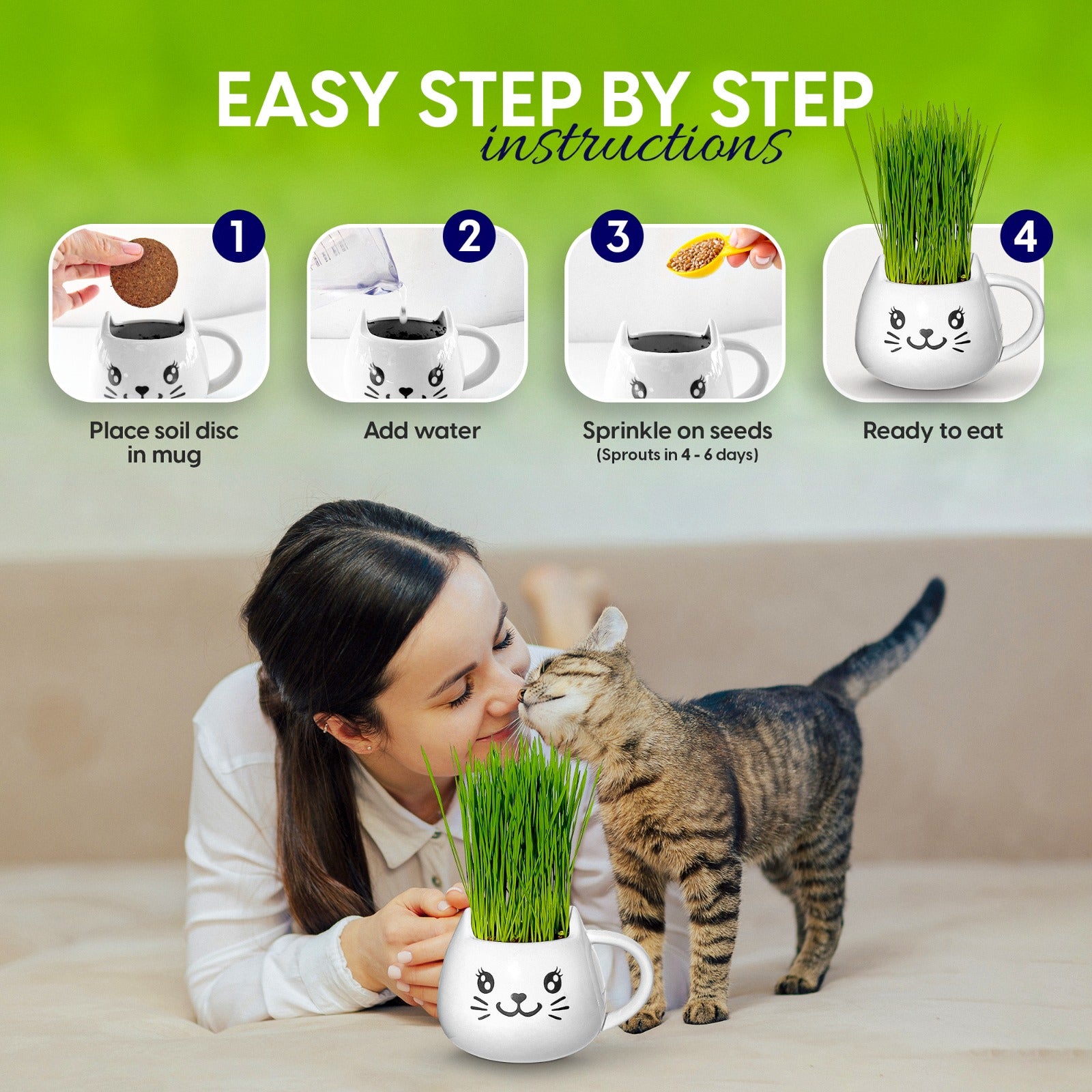 Cat Grass Mug Growing Kit