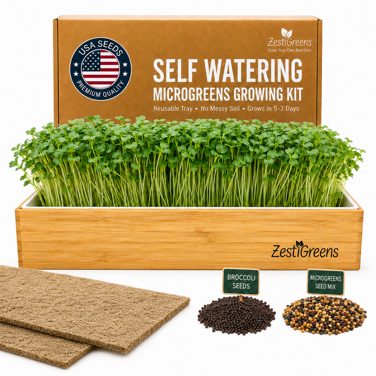 ZestiGreens Self-Watering Microgreens Growing Kit