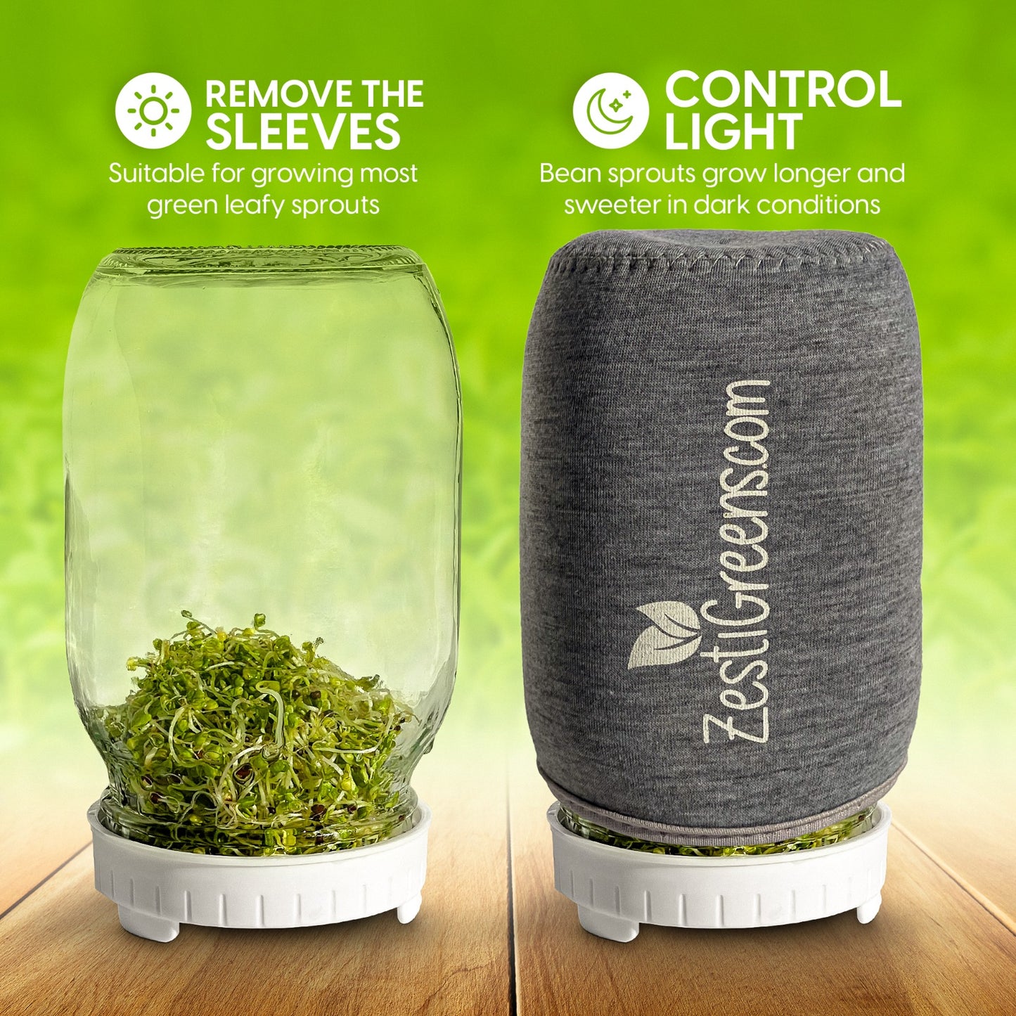 
                  
                    Premium Sprouts Growing Kit & Green Onion Regrower with 2 Mason Jars & Superior Sprout lids.
                  
                