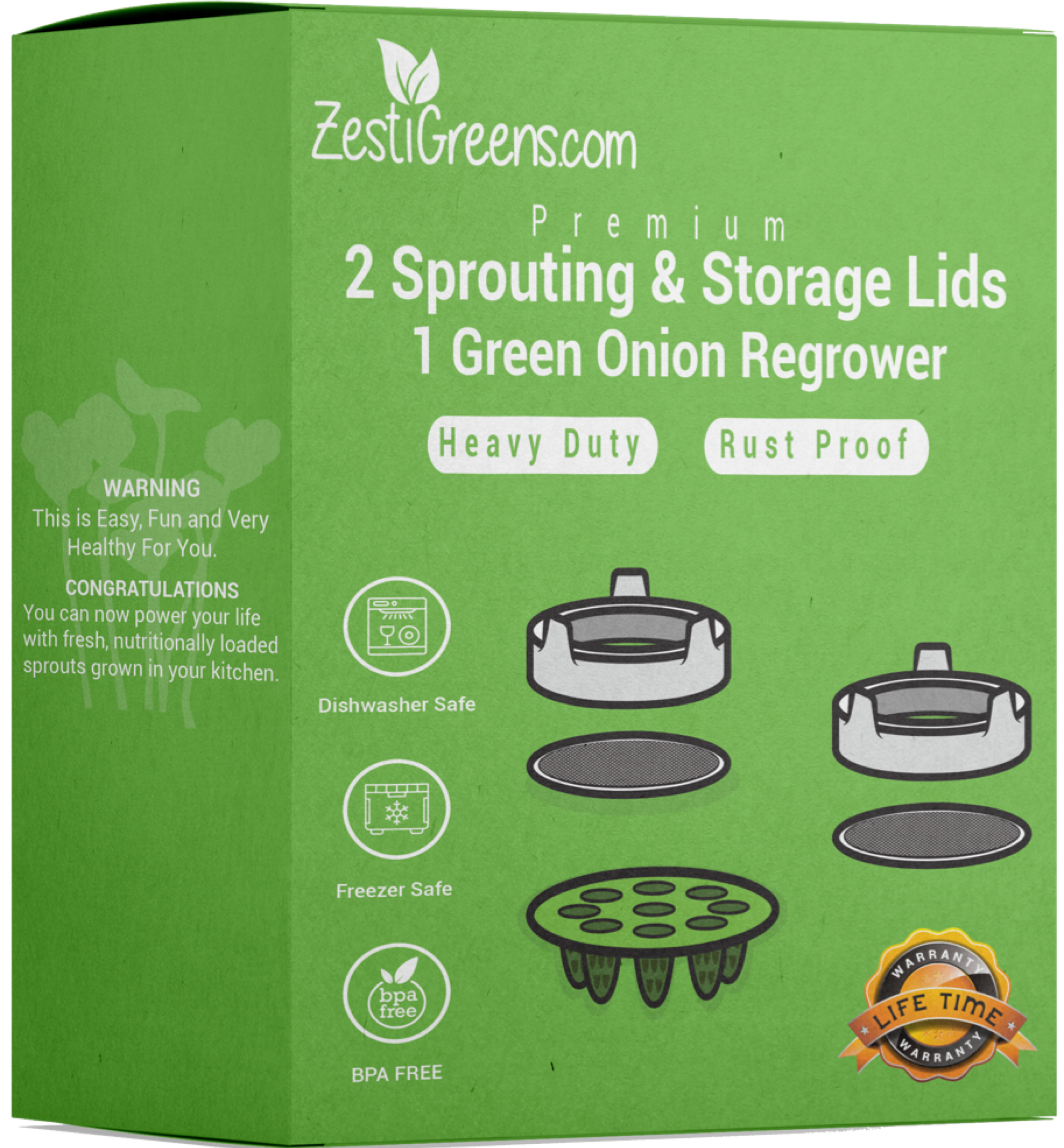 Sprouting Lids & Green Onion Regrower for Wide Mouth Mason Jars. Sprouts Growing Kit for Bean Sprouts, Broccoli Organic Sprouts