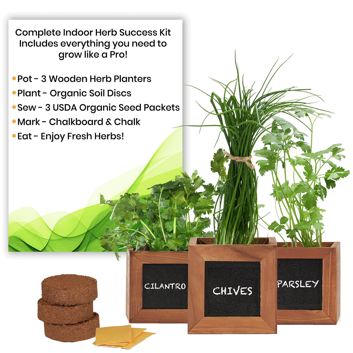 Herb Kit with Cilantro, Parsley & Chives Seeds