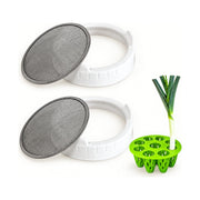 Sprouting Lids & Green Onion Regrower for Wide Mouth Mason Jars. Sprouts Growing Kit for Bean Sprouts, Broccoli Organic Sprouts